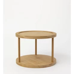 The Cooks Collective Bamboo 2 Tier Round Shelf Unit