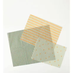 Vue Set Of 3 Natural Organic Cotton Beeswax Wraps With Print