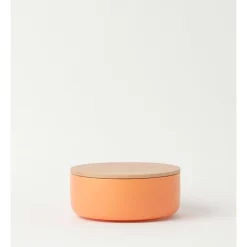 Vue Speckles Lidded Bowl Medium With Bamboo Lid Orange 8.5cm