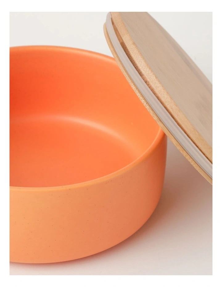 Vue Speckles Lidded Bowl Medium With Bamboo Lid Orange 8.5cm - Image 3