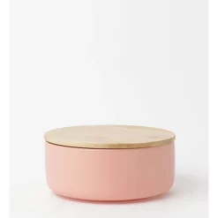 Vue Speckles Lidded Bowl Medium With Bamboo Lid Pink 8.5cm