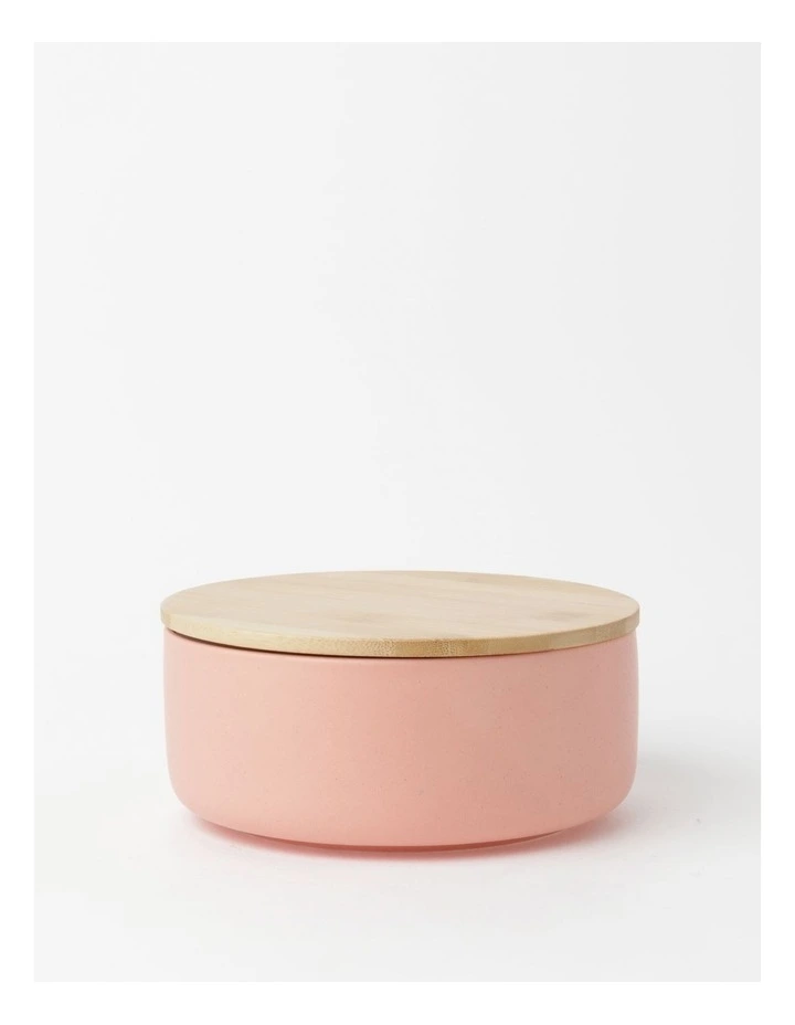 Vue Speckles Lidded Bowl Medium With Bamboo Lid Pink 8.5cm