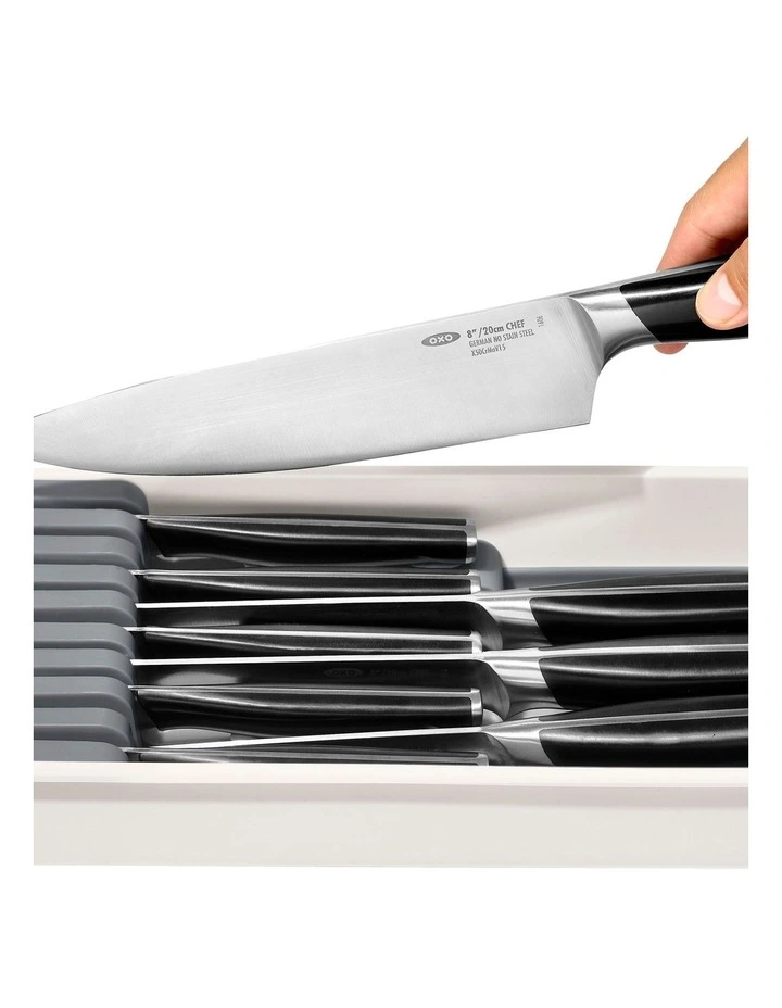 OXO Compact Knife Drawer Organiser In White/Grey - Image 2