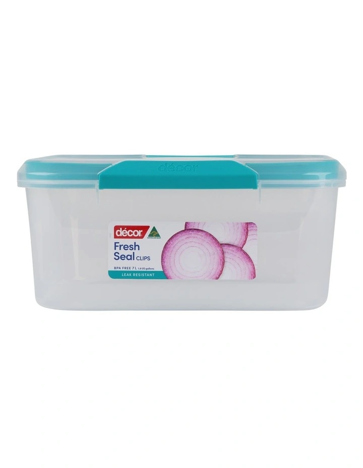 Decor Fresh Seal Clips 7L Oblong Food Storage Clear/Teal