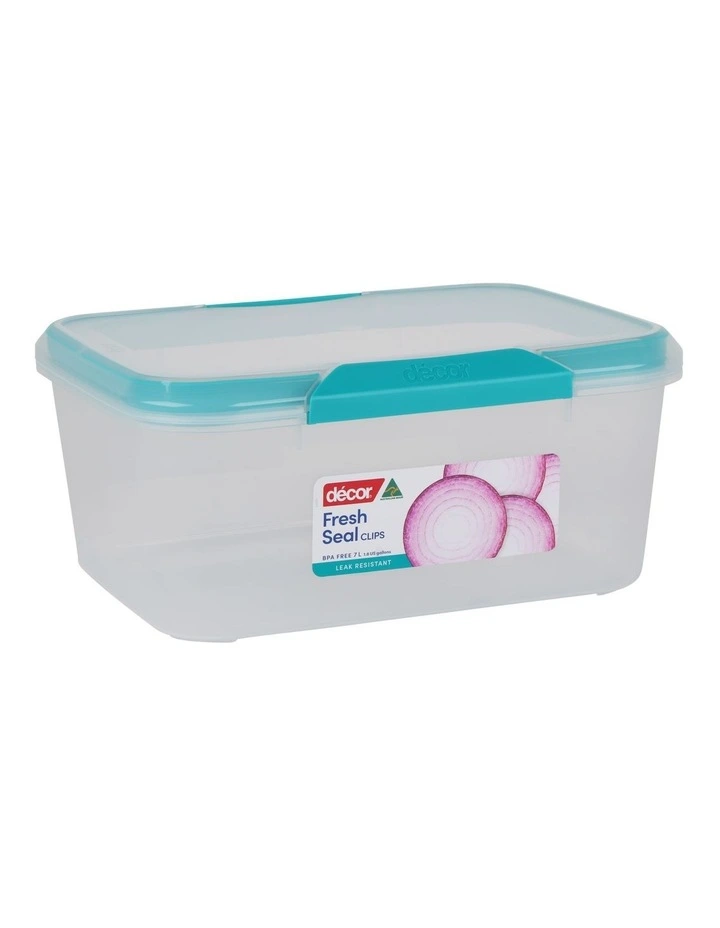 Decor Fresh Seal Clips 7L Oblong Food Storage Clear/Teal - Image 2