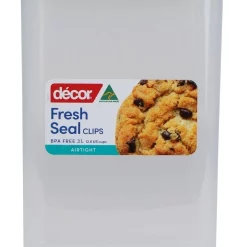 Decor Fresh Seal Clips 3L Tall Square Food Storage Clear/Teal