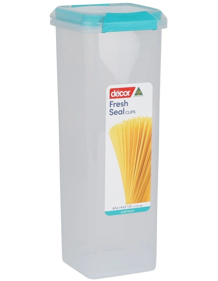 Decor Fresh Seal Clips 1.9L Tall Square Food Storage Clear/Teal - Image 2