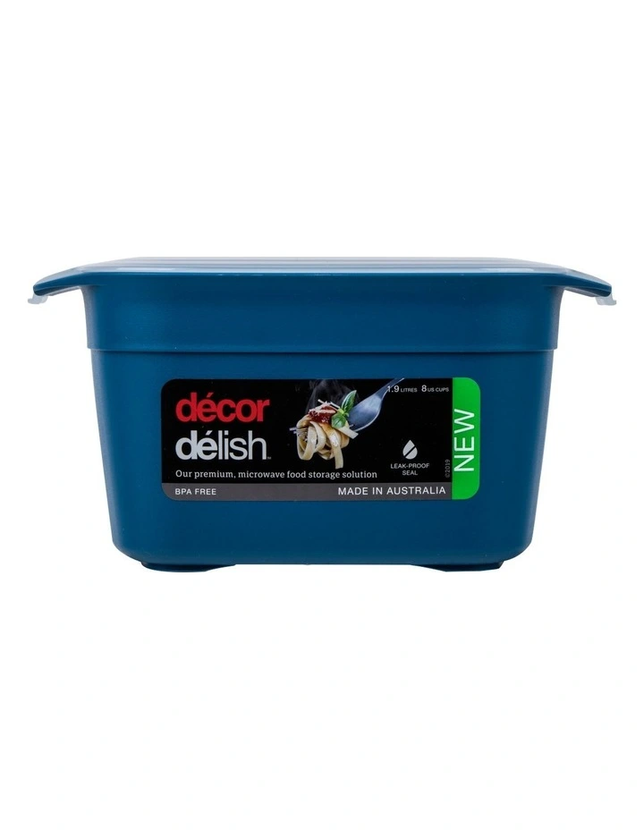 Decor Delish 1.9L Microwavable Oblong Food Storage Blue 1 Decor Delish 1.9L Microwavable Oblong Food Storage Blue