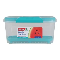 Decor Fresh Seal Clips 3L Oblong With Rack Food Storage Clear/Teal
