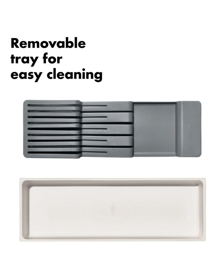 OXO Compact Knife Drawer Organiser In White/Grey - Image 6