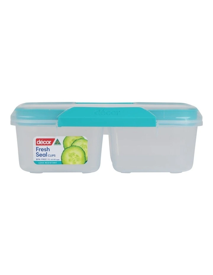 Decor Fresh Seal Clips 2L Split Oblong Food Storage Clear/Teal 1 Decor Fresh Seal Clips 2L Split Oblong Food Storage Clear/Teal