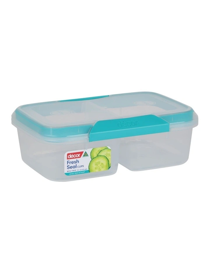 Decor Fresh Seal Clips 2L Split Oblong Food Storage Clear/Teal 2 Decor Fresh Seal Clips 2L Split Oblong Food Storage Clear/Teal - Image 2
