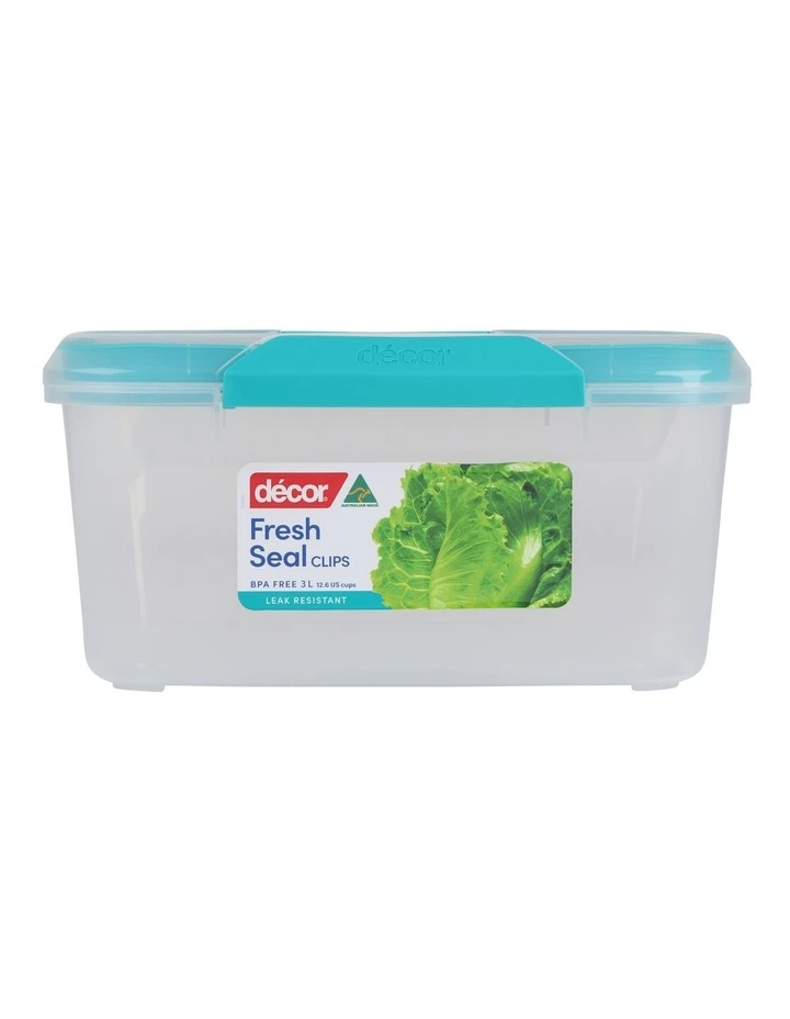 Decor Fresh Seal Clips 3L Oblong Food Storage Clear/Purple
