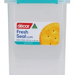 Decor 975ml Tall Square Fresh Seal Clips/Teal