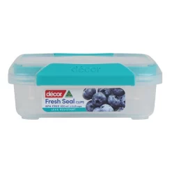 Decor Fresh Seal Clips 630ml Square Food Storage Teal