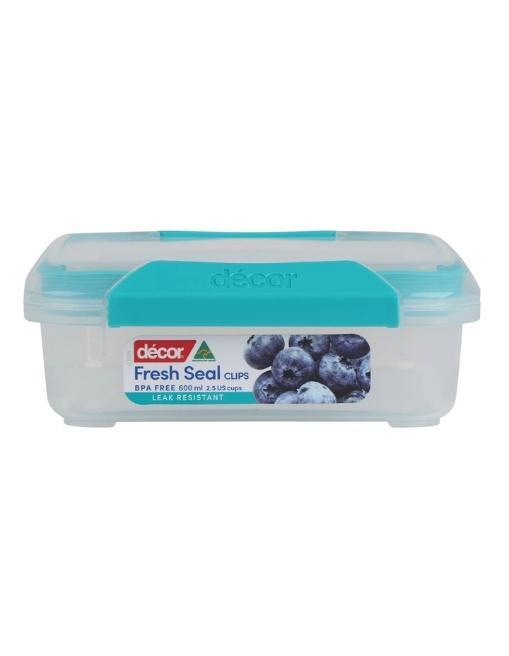 Decor Fresh Seal Clips 630ml Square Food Storage Teal