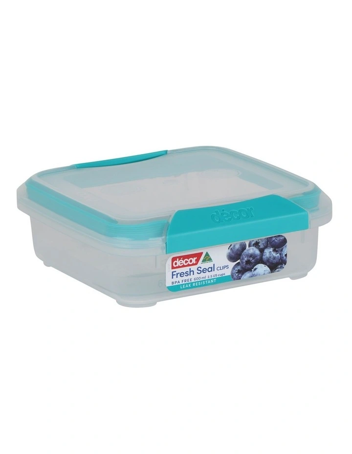 Decor Fresh Seal Clips 630ml Square Food Storage Teal - Image 2