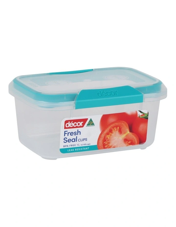 Decor Fresh Seal Clips 1L Oblong Food Storage Clear/Blue 2 Decor Fresh Seal Clips 1L Oblong Food Storage Clear/Blue - Image 2