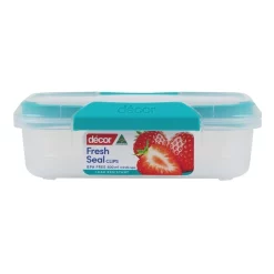 Decor Fresh Seal Clips 600ml Oblong Food Storage Clear/Teal