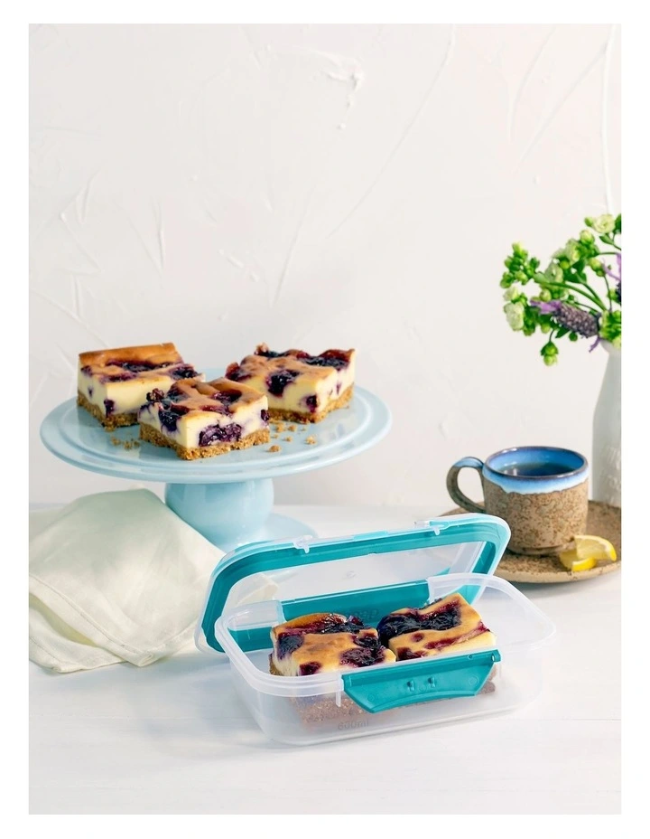 Decor Fresh Seal Clips 600ml Oblong Food Storage Clear/Teal - Image 3