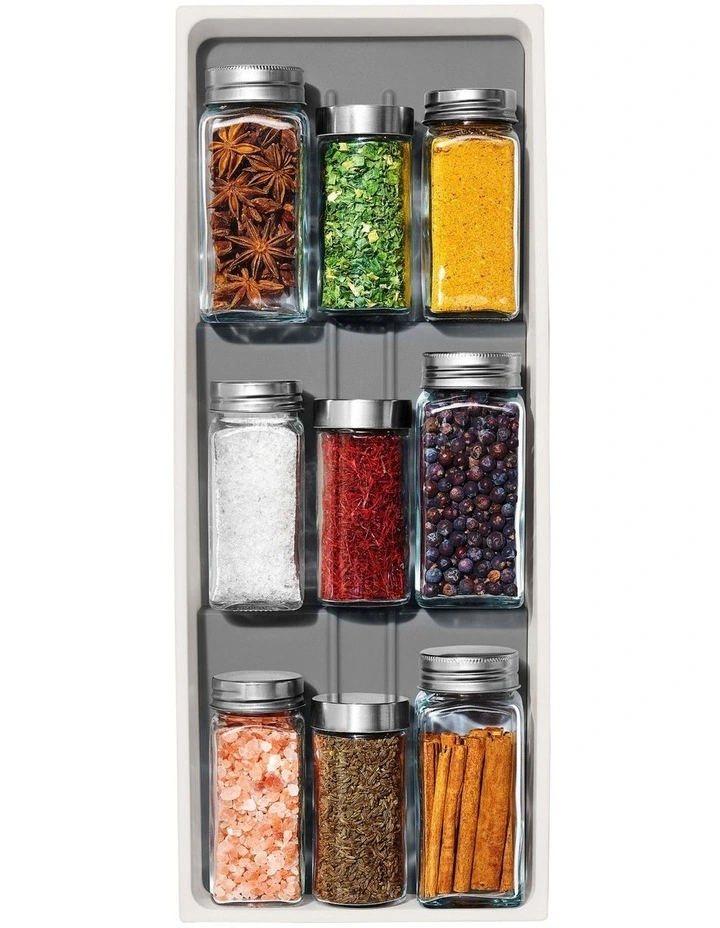 OXO Compact Spice Drawer Organiser In White/Grey 4 OXO Compact Spice Drawer Organiser In White/Grey - Image 4
