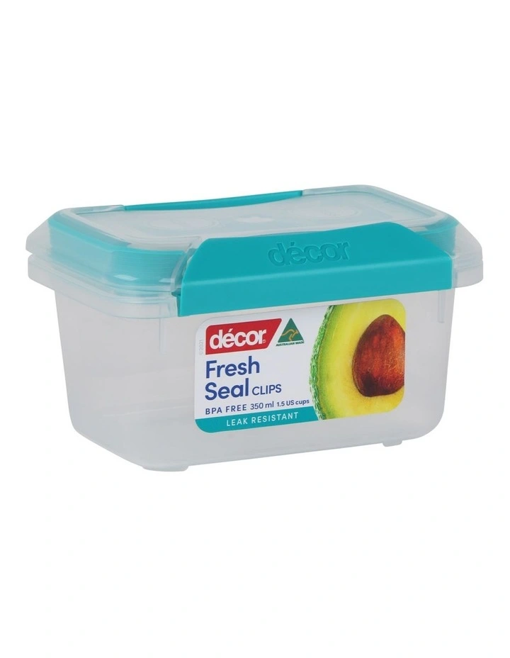 Decor Fresh Seal Clips 350ml Oblong Food Storage Clear/Green