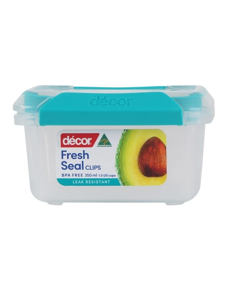 Decor Fresh Seal Clips 350ml Oblong Food Storage Clear/Green - Image 2