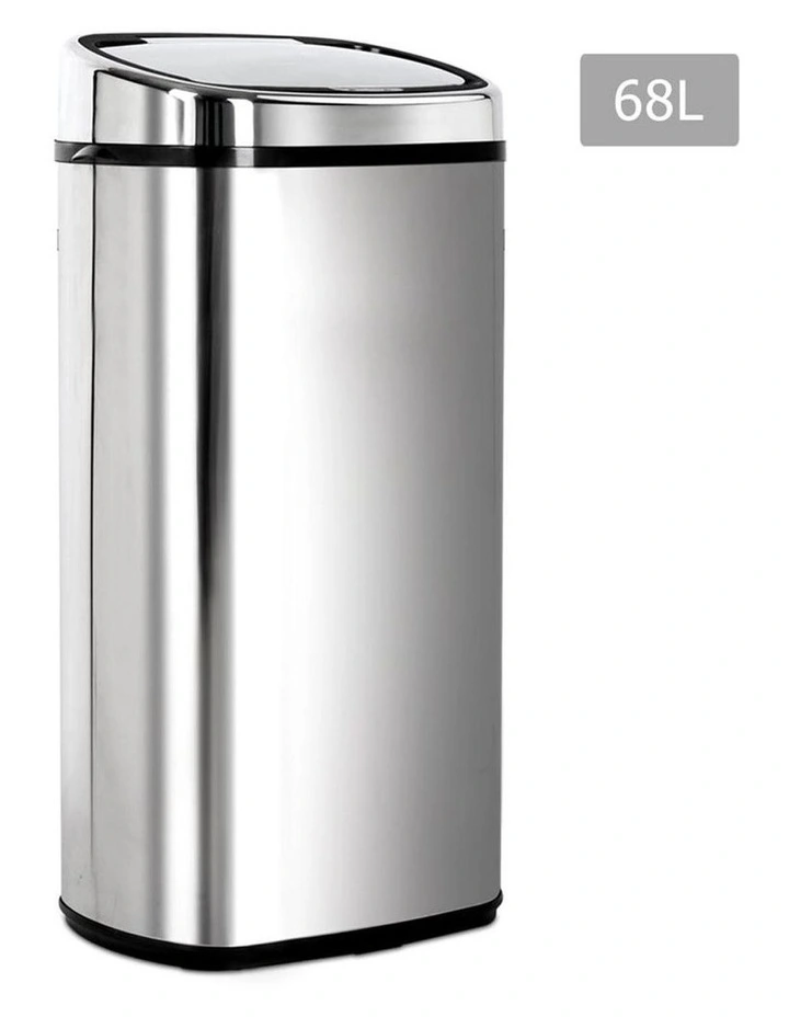 Devanti 68L Stainless Steel Motion Sensor Rubbish Bin