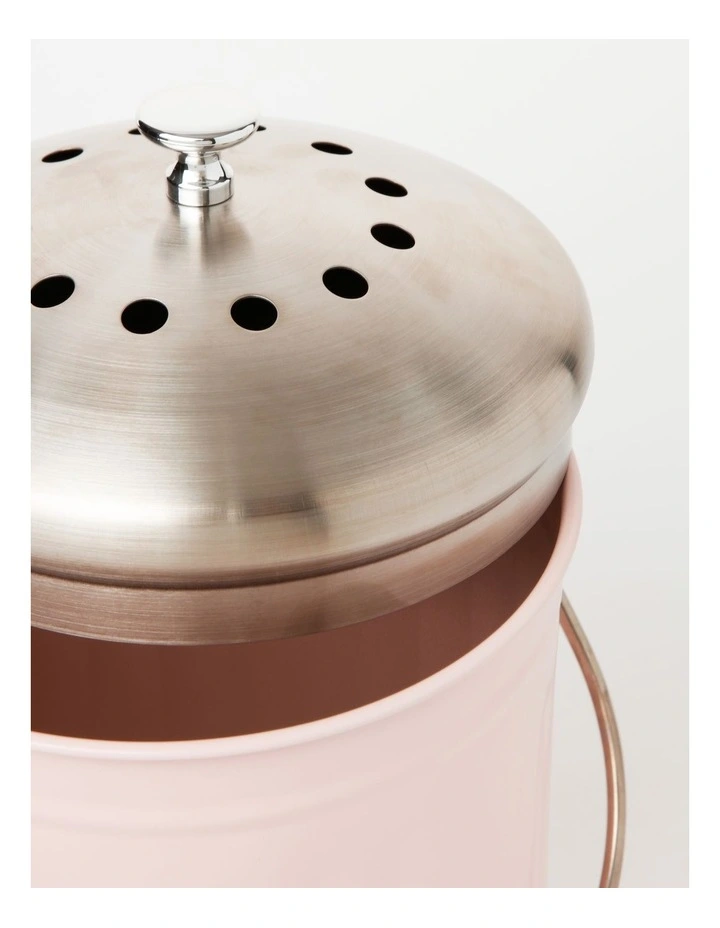 Vue Stainless Steel Compost Bin 5L In Peach Pearl - Image 4