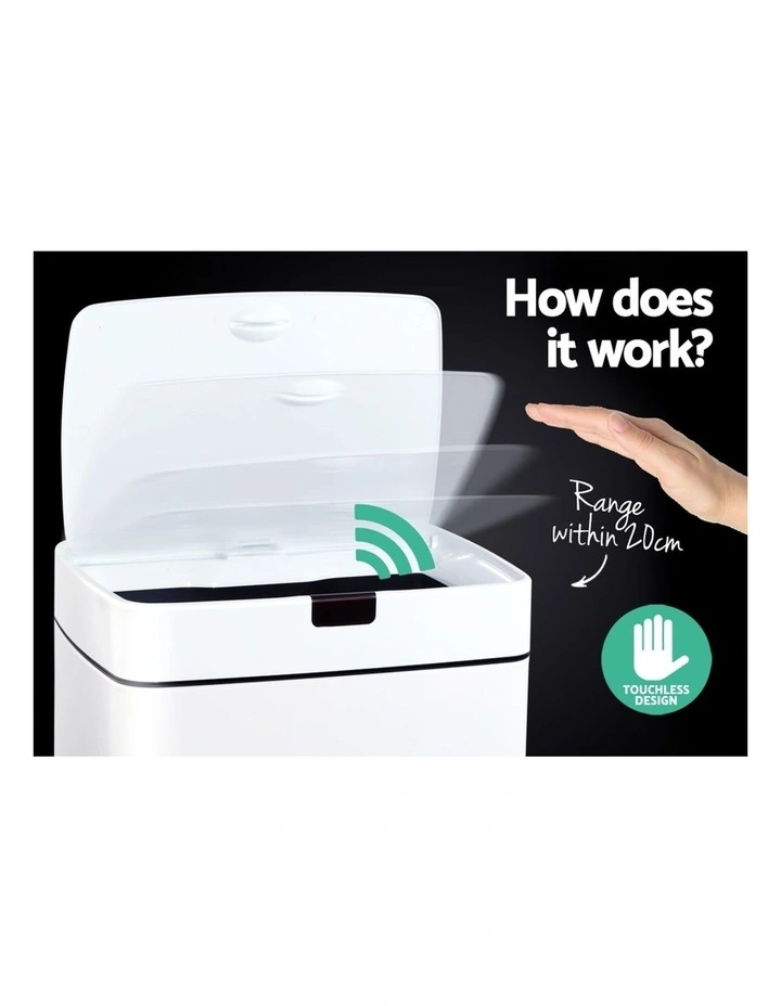 Devanti 45L Sensor Bin White 4 Devanti 45L Sensor Bin White - Image 4