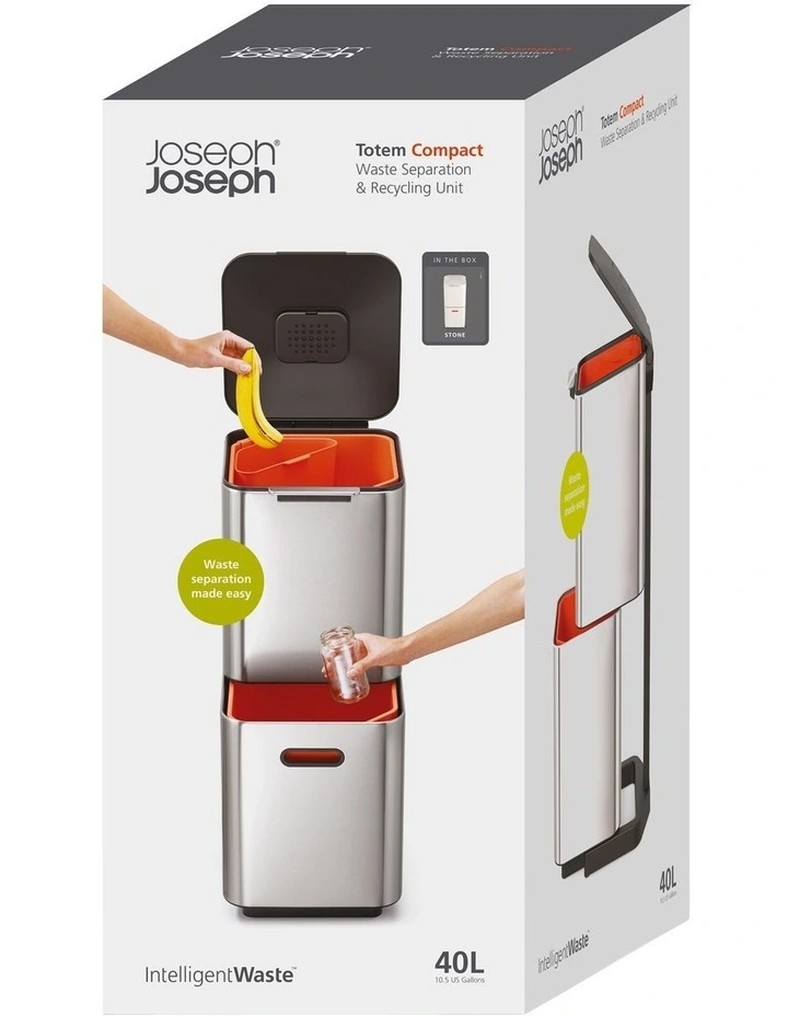 Joseph Joseph Totem Compact 40L Stainless Steel Bin - Image 2