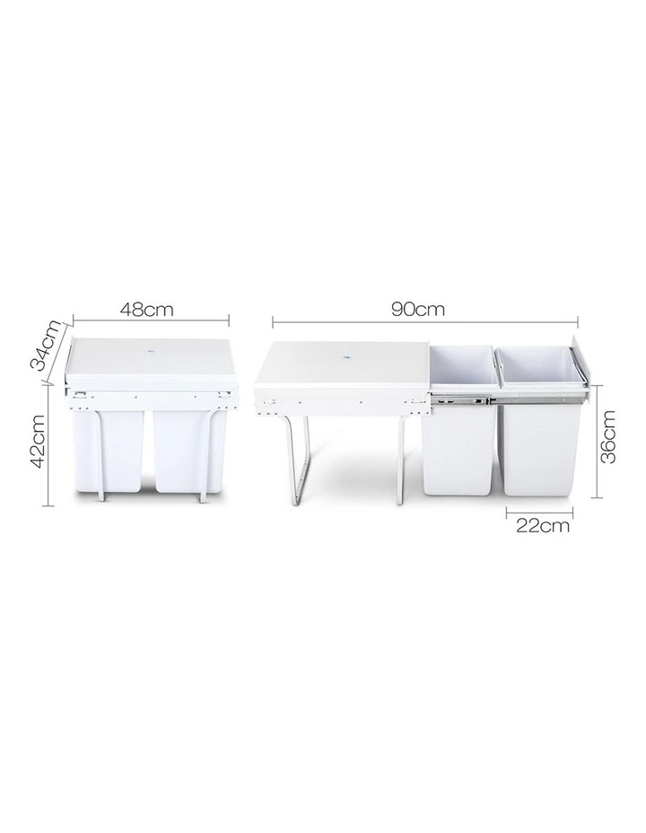 Cefito Set Of 2 20L Twin Pull Out Bins - Image 2