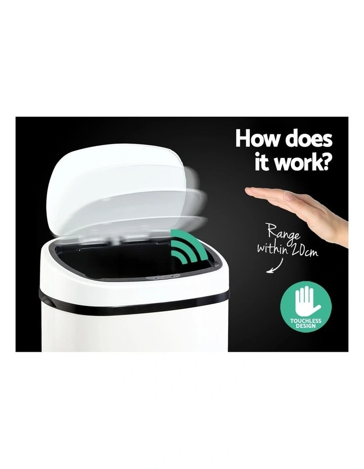 Devanti 58L Sensor Bin White - Image 4