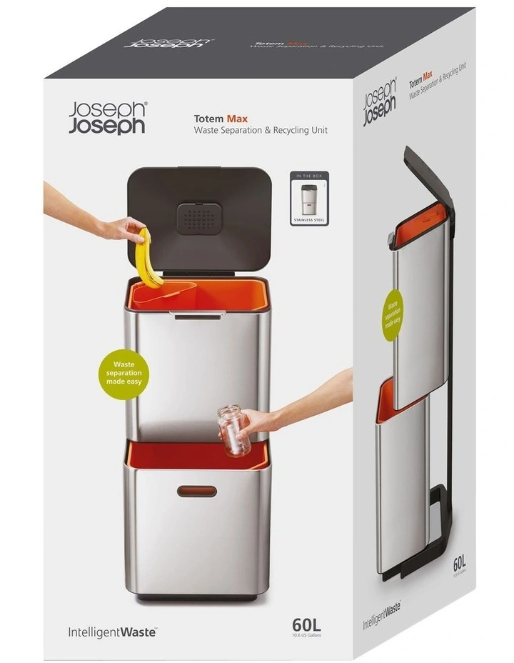 Joseph Joseph Totem Max 60L Stainless Steel Bin - Image 2