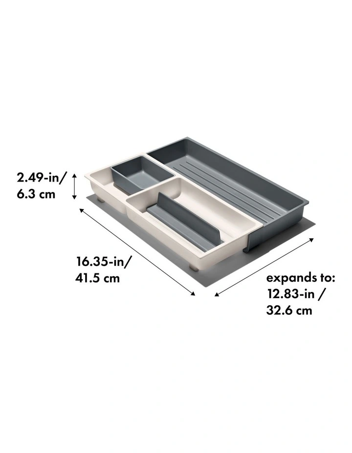 OXO Expandable Kitchen Tool Drawer Organiser In White/Grey - Image 2
