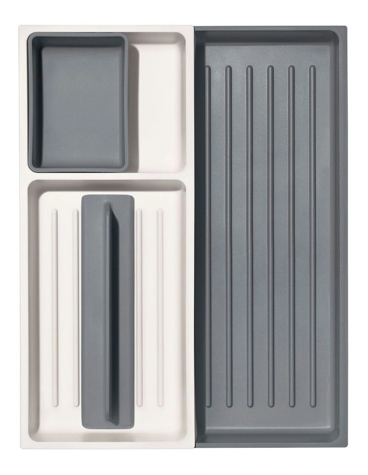 OXO Expandable Kitchen Tool Drawer Organiser In White/Grey - Image 5