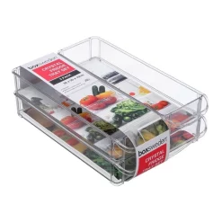 BOXSWEDEN 3PK 30x20cm Crystal Fridge/Pantry Kitchen Food BPA Free Tray Clear