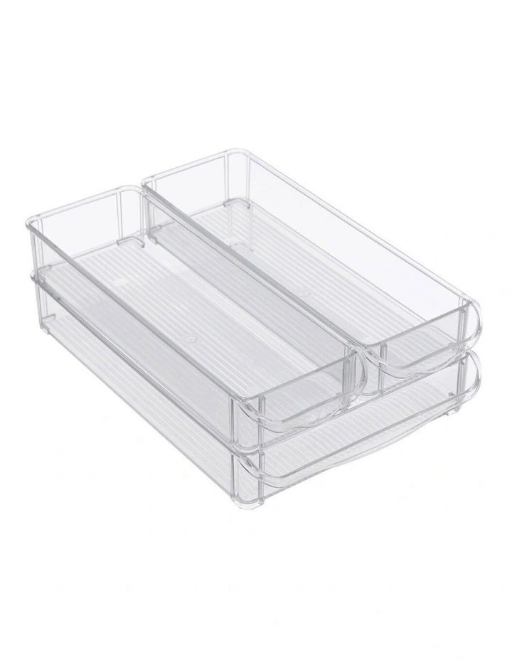 BOXSWEDEN 3PK 30x20cm Crystal Fridge/Pantry Kitchen Food BPA Free Tray Clear - Image 2