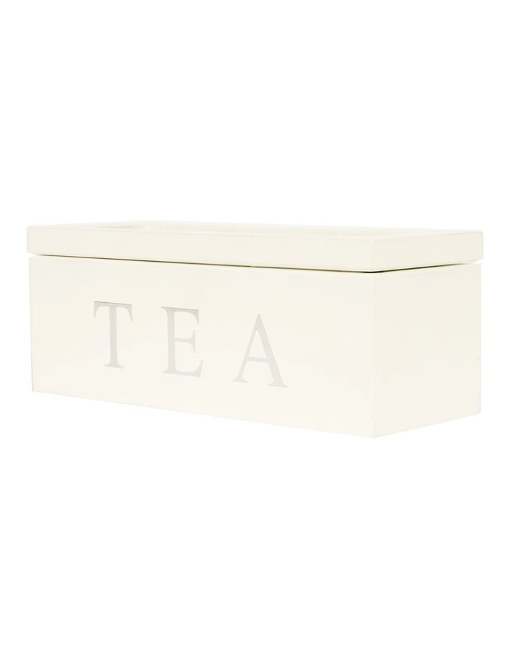 Cooper & Co Wood Tea Box 3 Compart In White - Image 2