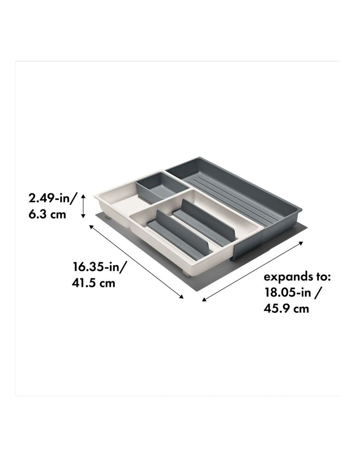 OXO Large Expandable Kitchen Tool Drawer Organiser In White/Grey 2 OXO Large Expandable Kitchen Tool Drawer Organiser In White/Grey - Image 2