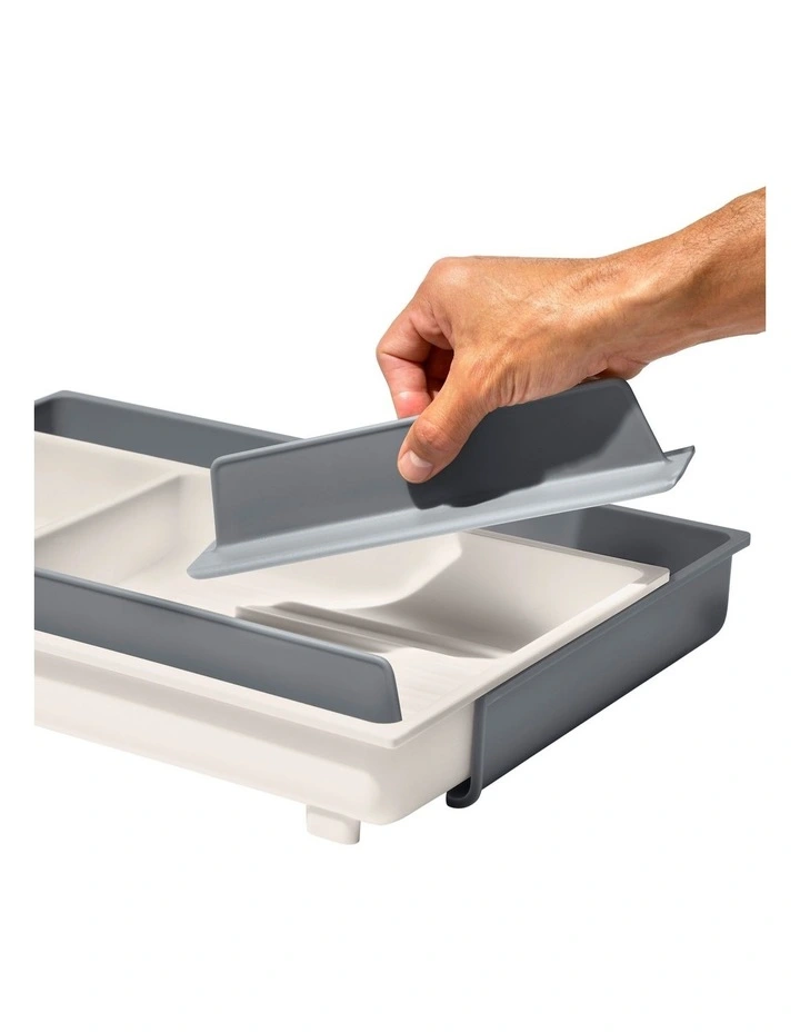 OXO Large Expandable Kitchen Tool Drawer Organiser In White/Grey 4 OXO Large Expandable Kitchen Tool Drawer Organiser In White/Grey - Image 4