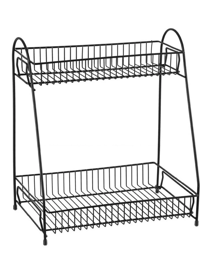 BOXSWEDEN 2 Tier Metal Kitchen/Food Rack/Holder Organiser Storage Stand Black
