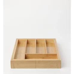 The Cooks Collective Extendable Bamboo Cutlery Organiser