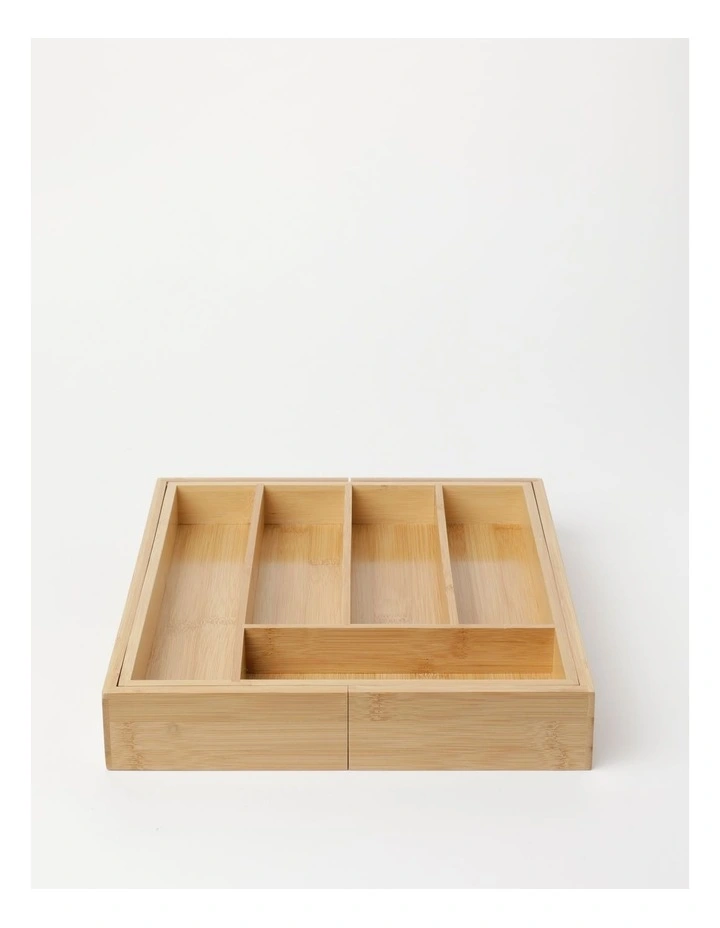 The Cooks Collective Extendable Bamboo Cutlery Organiser