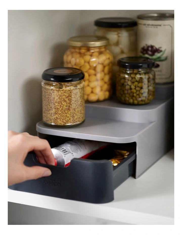 Joseph Joseph Cupboard Store Compact Tiered Organiser Grey - Image 3