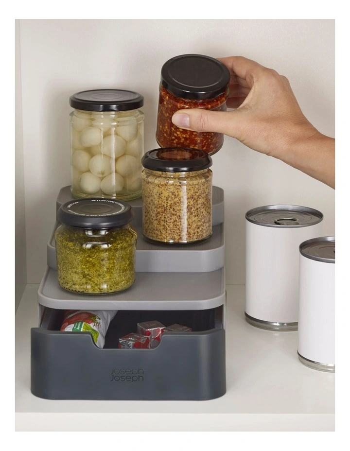 Joseph Joseph Cupboard Store Compact Tiered Organiser Grey - Image 4