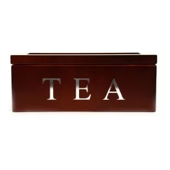 Cooper & Co Wood Tea Box 3 Compart In Brown
