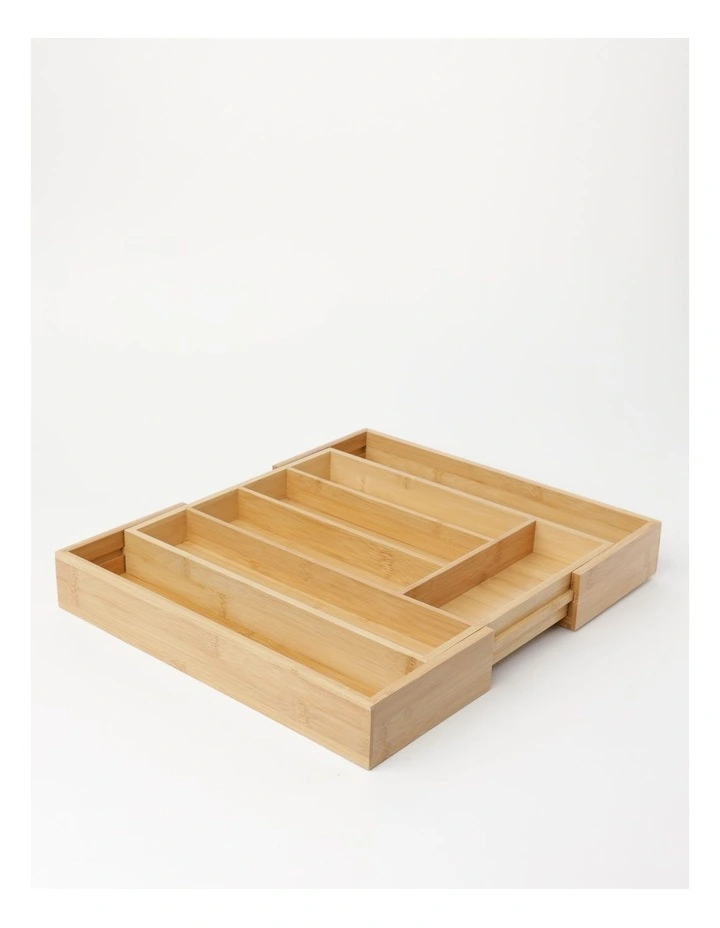 The Cooks Collective Extendable Bamboo Cutlery Organiser - Image 3