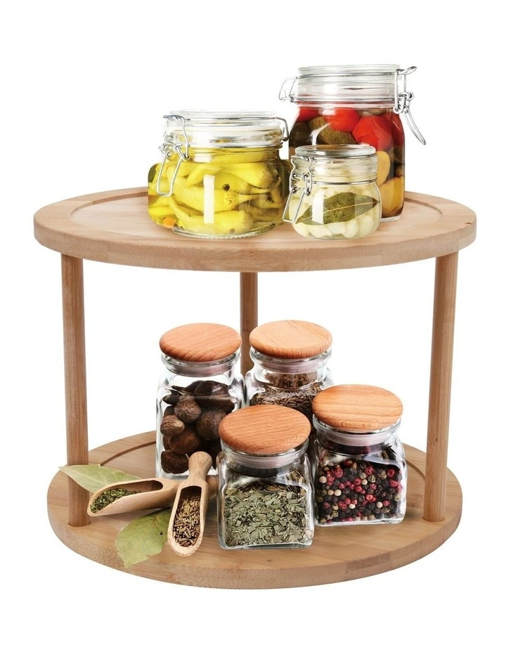 Living Today Bamboo 2 Tier Lazy Susan Turntable