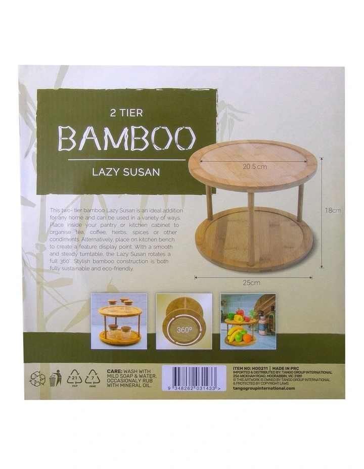 Living Today Bamboo 2 Tier Lazy Susan Turntable - Image 4